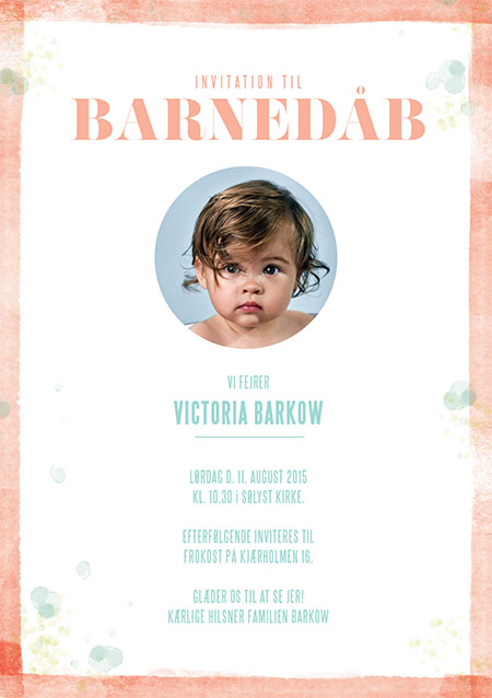 Invitationer - Victoria Barkow Dåbsinvitation